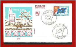 F.D.C - 1971 - SERVICE N*33 - ENVELOPPE PREMIER JOUR - 20 FEV 1971 - STRASBOURG - CONSEIL DE L'EUROPE -  COTE : 3.00 € - 1970-1979