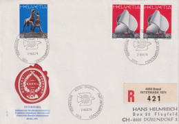 1974 Schweiz R-Brief Zum:CH 556+557, Mi:CH 1029+1030, EUROPA, Stempel: INTERNABA BASEL UPU + Rs: DÜBENDORF - Cartas & Documentos