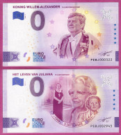 0-Euro PEBJ 2021-4+5 KONING WILLEM-ALEXANDER + HET LEVEN VAN JULIANA - 2 ERGÄNZUNGSSCHEINE 2023 - Private Proofs / Unofficial