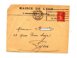 Devant De Lettre Flamme Lyon Foire Entete Mairie - Mechanical Postmarks (Advertisement)