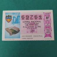 DÉCIMO DE LOTERÍA 1982 ESTADIO LUIS CASANOVA VALENCIA LOTERIE 1982  Spain World Cup Lottery 1982 - Andere & Zonder Classificatie