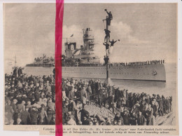 Den Helder - Vertrek Schip , Kruiser De Ruyter - Orig. Knipsel Coupure Tijdschrift Magazine - 1937 - Zonder Classificatie