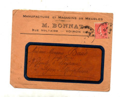 Lettre Cachet Voiron Entete Meuble Bonnat + Lyon ! - Manual Postmarks