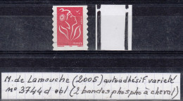 France Marianne De Lamouche (2005) Autoadhésif Variété Y/T N° 3744d (49) Oblitéré (2 Bandes Phosphore à Cheval) - 2004-2008 Marianne Van Lamouche