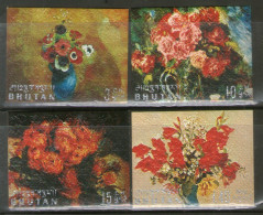 Bhutan 1970 Flowers Painting By Van Gogh Renoir Art On Thick Card 4 Diff. MNH # 2234 - Autres & Non Classés