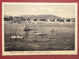 Cartolina - Miramare Di Rimini - Spiaggia Con Veduta Di S. Marino - 1935 Ca. - Rimini