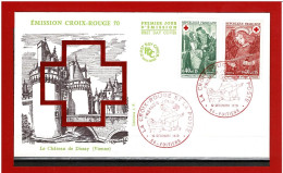 F.D.C - 1970 - N° 1661 Et 1662 - ENVELOPPE PREMIER JOUR - 12 DECEMBRE 1970 - POITIERS - CROIX ROUGE  -  COTE : 4.50 € - 1970-1979