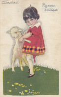 Illustratori  -  Mauzan  -  Buona Pasqua  -  Bambina Con Agnellino    -  F. Piccolo  -  Viagg  - Bella - Mauzan, L.A.