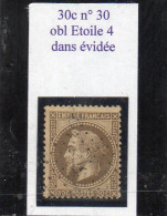 Paris - N° 30 Obl étoile 4 Dans évidée - 1863-1870 Napoleon III Gelauwerd