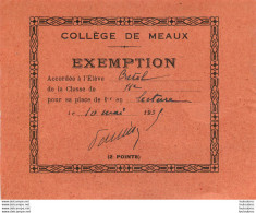 MEAUX  COLLEGE EXEMPTION 1935 1er EN LECTURE - Meaux