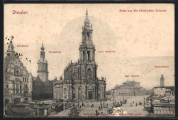 AK Dresden, Georgentor, Schlossturm, Kath. Hofkirche, Kgl. Hofoper, Fernheizwerk V. Der Brühl`schen Terrasse Aus  - Dresden