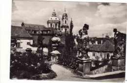 Czech Republic 1960, Praha, Pohled Z Vrtbovské Zahrady, Vež A Kupole Chrámu Sv. Mikuláše, Used - Tschechische Republik