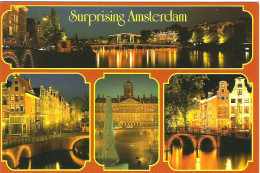 SCENES FROM AMSTERDAM AT NIGHT, HOLLAND. UNUSED POSTCARD Ms8 - Amsterdam