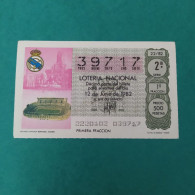 DÉCIMO DE LOTERÍA 1982 ESTADIO SANTIAGO BERNABEU REAL MADRID LOTERIE 1982  Spain World Cup Lottery 1982 - Sonstige & Ohne Zuordnung