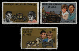 Kongo-Brazzaville 1981 - Mi-Nr. 832-834 ** - MNH - Hochzeit Charles & Diana - Mint/hinged