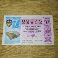 DÉCIMO DE LOTERÍA 1982 ESTADIO LUIS CASANOVA VALENCIA LOTERIE 1982  Spain World Cup Lottery 1982 - Otros & Sin Clasificación