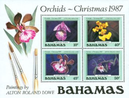 BAHAMAS - 1987 - Noël - Orchidées -  Tableaux De Alton Roland Lowe - BF - Orchids