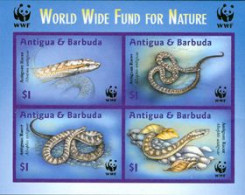 ANTIGUA & BARBUDA 2002 -  W.W.F. - Serpent D'Antigua - Bloc De Luxe Non Dentelé - Ungebraucht