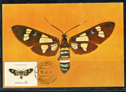 ANGOLA 1984 LOCAL BUTTERFLIES EUCHROMIA GUINEENSIS BUTTERFLY 15k MAXI MAXIMUM CARD - Angola