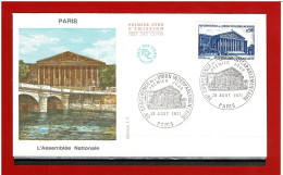 F.D.C - 1971 - N° 1688 -ENVELOPPE PREMIER JOUR-28 AOUT 1971-PARIS - CONFERENCE UNION INTERPARLEMENTAIRE  - COTE : 2.00€ - 1970-1979