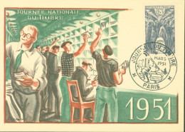 Journée Nationale Du Timbre 1951 CAD Illustré Wagon Postal JDT 10 3 51 Paris YT N°879 - 1921-1960: Moderne