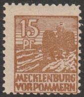SBZ- Mecklenburg-Vorpommern: 1946, Plattenfehler: Mi. Nr. 37 I, Freimarke: 15 Pfg. Motorpflug.  */MH - Usati