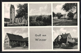 AK Winzer /Post Aletshausen, Geschäft Luitpold Kriener, Kirche  - Sonstige & Ohne Zuordnung