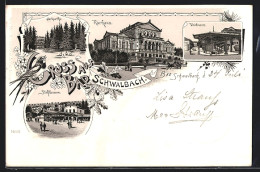 Lithographie Bad Schwalbach, Kurhaus, Stahlbrunnen, Weinbrunnen  - Bad Schwalbach