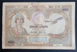 #1  Yugoslavia 1000 Dinara 1931. With Cancellation "ZA IZBEGLICE I NASELJENIKE " - For Refugees And Settlers - Jugoslavia