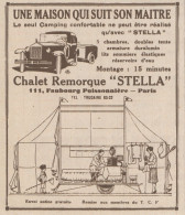 Chalet Remorque STELLA - Pubblicità D'epoca - 1930 Old Advertising - Pubblicitari