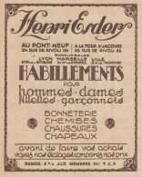 Habillements HENRI ESDER - Pubblicità D'epoca - 1930 Old Advertising - Pubblicitari