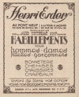 Habillements HENRI ESDER - Pubblicità D'epoca - 1930 Old Advertising - Pubblicitari
