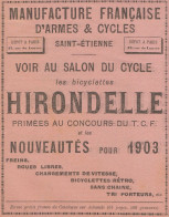 Bicyclette HIRONDELLE - Pubblicità D'epoca - 1902 Old Advertising - Werbung