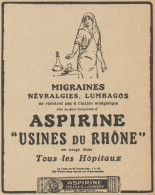 ASPIRINE Usines Du Rhone - Pubblicità D'epoca - 1917 Old Advertising - Advertising