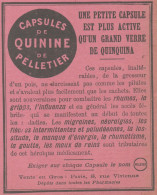 Capsules De Quinine De Pelletier -  Pubblicità D'epoca - 1910 Old Advert - Pubblicitari