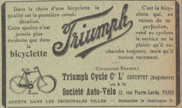 Bicyclette TRIUMPH -  Pubblicità D'epoca - 1910 Old Advertising - Pubblicitari