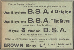 Bicyclette B.S.A.The Brown -  Pubblicità D'epoca - 1910 Old Advertising - Werbung