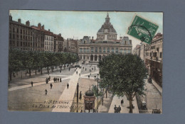 CPA - 42 - St--Etienne - La Place De L'Hôtel De Ville - Colorisée - Circulée En 1914 - Saint Etienne