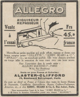 ALLEGRO Aiguiseur Repasseur - Pubblicità D'epoca - 1925 Old Advertising - Advertising