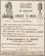 Etablissements A. REICH - Projecteur Camera - Pubblicità D'epoca - 1925 Ad - Advertising