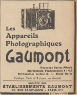 Appareils Photographiques GAUMONT - Pubblicità D'epoca - 1925 Old Advert - Pubblicitari