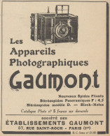 Appareils Photographiques GAUMONT - Pubblicità D'epoca - 1925 Old Advert - Pubblicitari