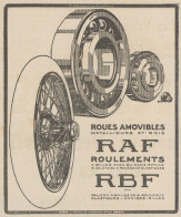 Roues Amovibles RAF - Pubblicità D'epoca - 1925 Old Advertising - Pubblicitari