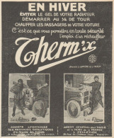THERM'X Chauffer Les Passagers De Votre Voiture - Pubblicità - 1925 Old Ad - Advertising