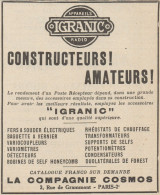 Appareils Radio IGRANIC - Pubblicità D'epoca - 1926 Old Advertising - Pubblicitari