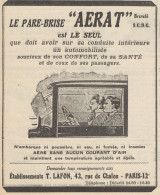 Le Pare-Brise AERAT - Pubblicità D'epoca - 1926 Old Advertising - Advertising