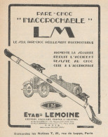 Pare-Choc Inaccrochable LM - Pubblicità D'epoca - 1926 Old Advertising - Advertising