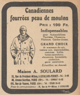 A. SOULARD - Canadiennes Fourrées Peau De Mouton - Pubblicità - 1926 Ad - Pubblicitari