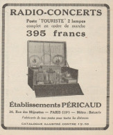 Poste TOURISTE 2 Lampes RADIO-CONCERTS - Pubblicità D'epoca - 1926 Old Ad - Pubblicitari