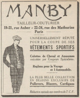 MANBY Tailleur-couturier - Pubblicità D'epoca - 1926 Old Advertising - Pubblicitari